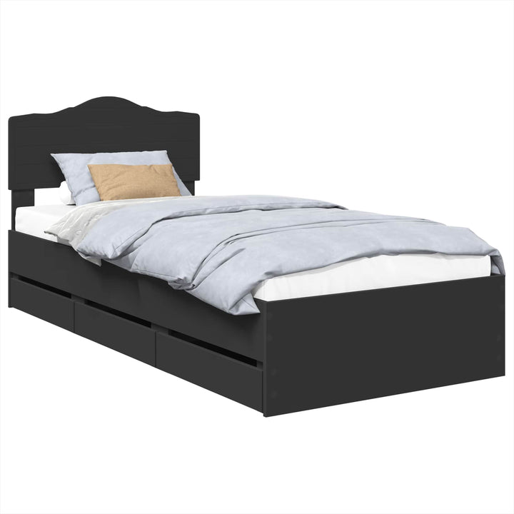 Sengestel med skuffe Sort 90 x 190 cm Ingeniørtræ
