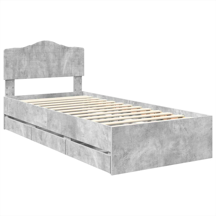 Sengestel med skuffe Beton Grå 90 x 190 cm Ingeniørtræ
