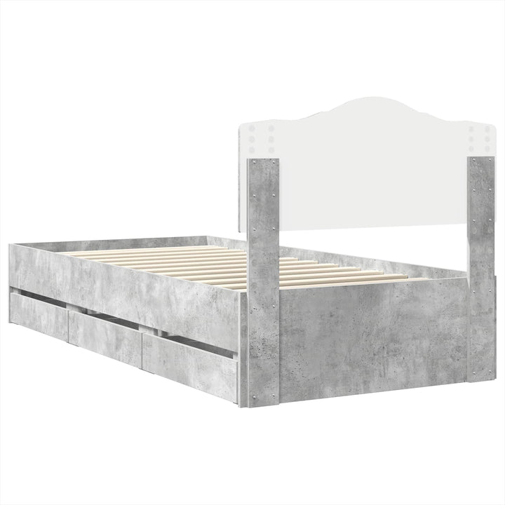 Sengestel med skuffe Beton Grå 90 x 190 cm Ingeniørtræ