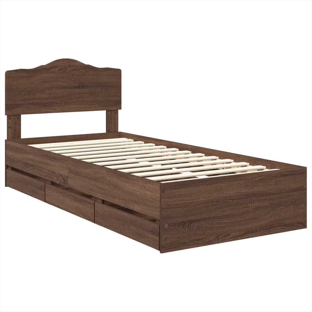 Sengestel med skuffe Brun eg 90 x 190 cm Ingeniørtræ