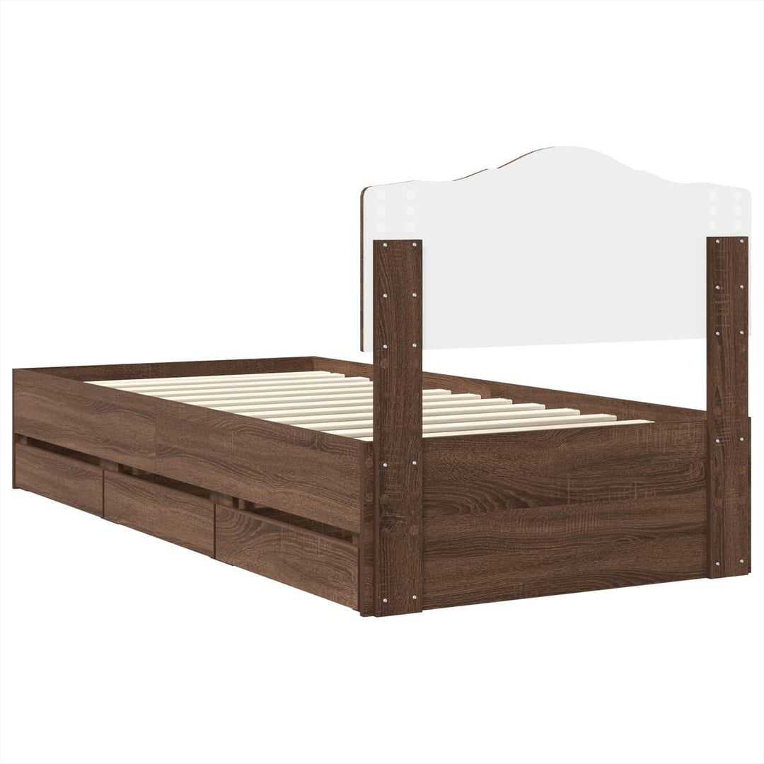 Sengestel med skuffe Brun eg 90 x 190 cm Ingeniørtræ