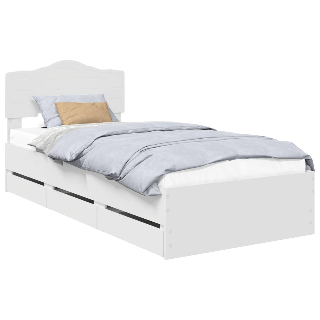 Sengestel med skuffe Hvid 75 x 190 cm Ingeniørtræ
