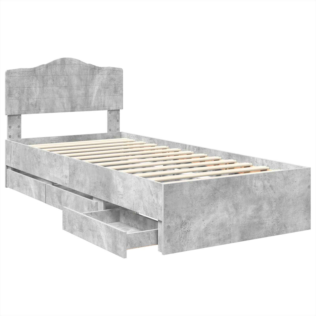 Sengestel med skuffe Beton Grå 75 x 190 cm Ingeniørtræ