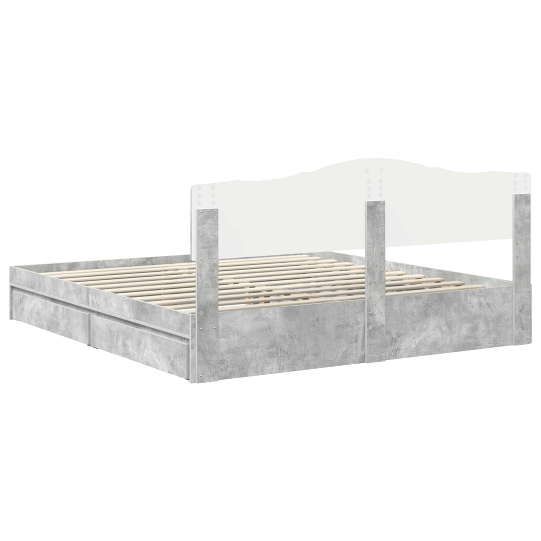 Opbevaringsseng Beton Grå 200 x 200 cm Konstrueret træ
