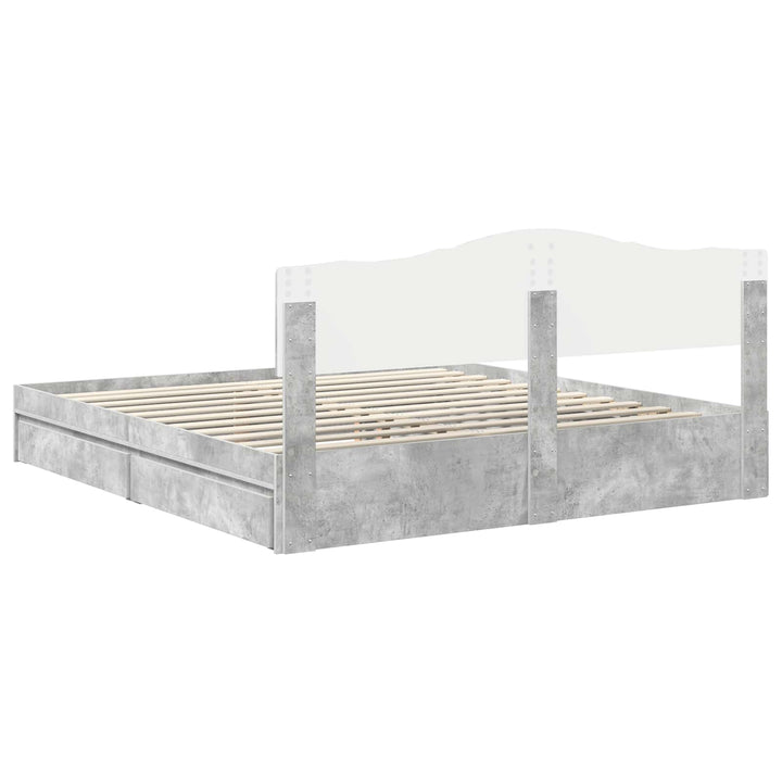 Opbevaringsseng Beton Grå 200 x 200 cm Konstrueret træ
