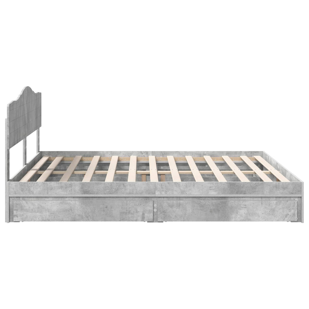 Opbevaringsseng Beton Grå 200 x 200 cm Konstrueret træ