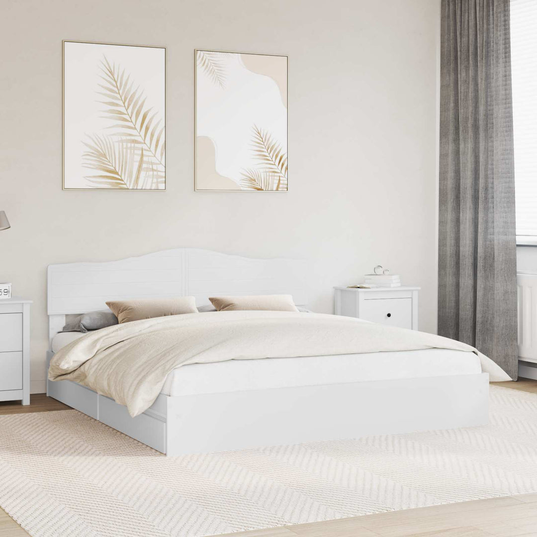 Opbevaringsseng med skuffe Hvid 180 x 200 cm Konstrueret træ