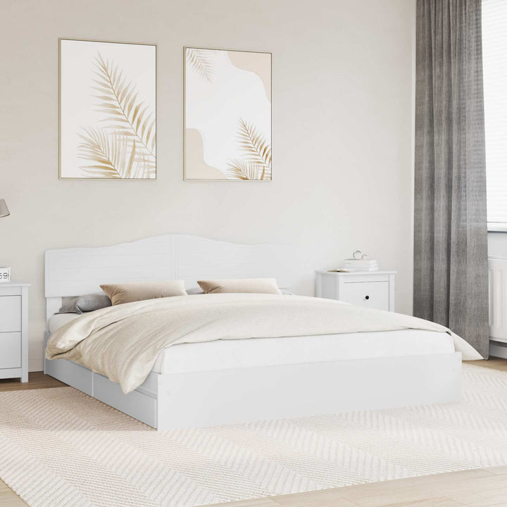 Opbevaringsseng med skuffe Hvid 180 x 200 cm Konstrueret træ