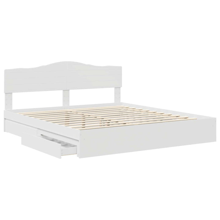 Opbevaringsseng med skuffe Hvid 180 x 200 cm Konstrueret træ