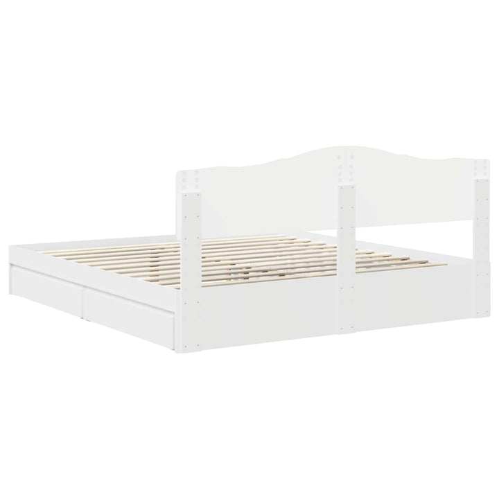 Opbevaringsseng med skuffe Hvid 180 x 200 cm Konstrueret træ