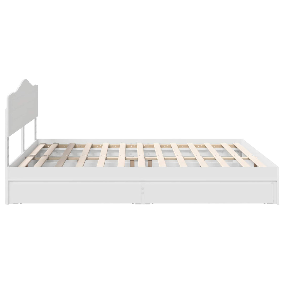Opbevaringsseng med skuffe Hvid 180 x 200 cm Konstrueret træ