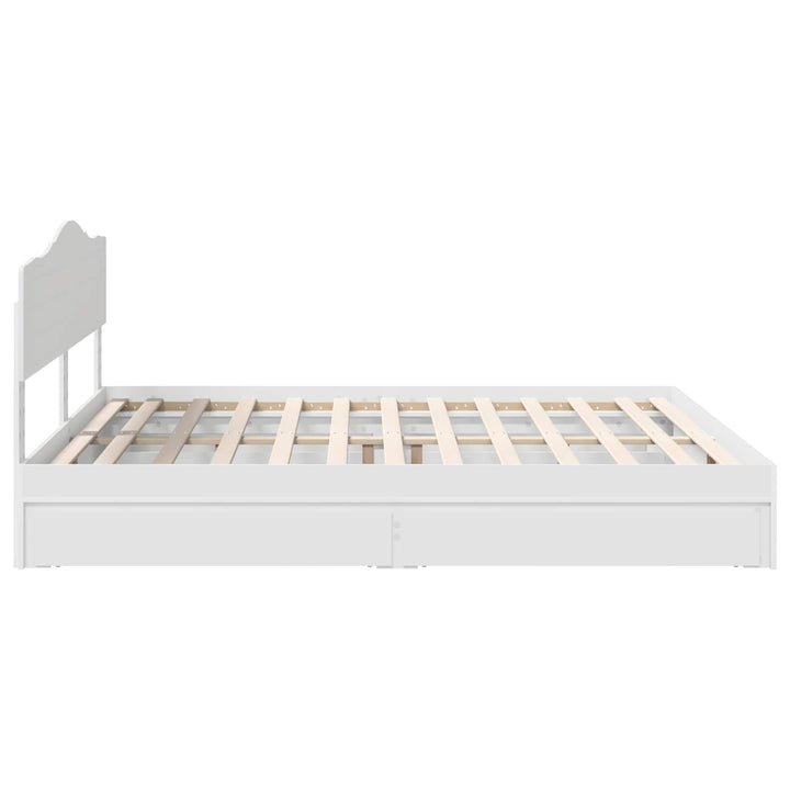 Opbevaringsseng med skuffe Hvid 180 x 200 cm Konstrueret træ