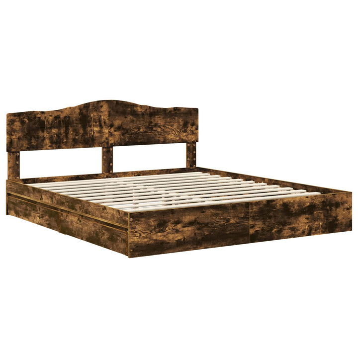 Opbevaringsseng Røget eg 180 x 200 cm Konstrueret træ