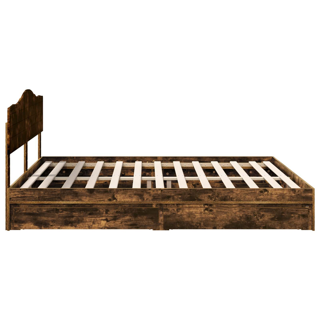 Opbevaringsseng Røget eg 180 x 200 cm Konstrueret træ