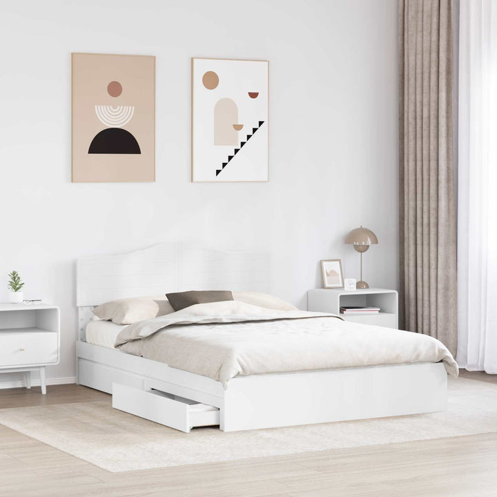 Opbevaringsseng med skuffe Hvid 160 x 200 cm Konstrueret træ