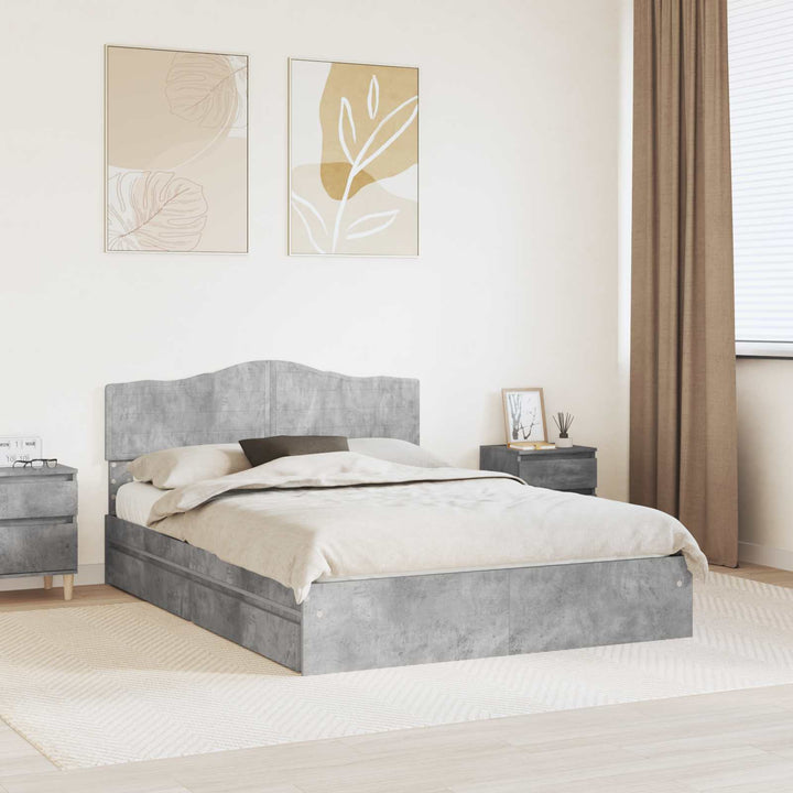Opbevaringsseng Beton Grå 150 x 200 cm Konstrueret træ