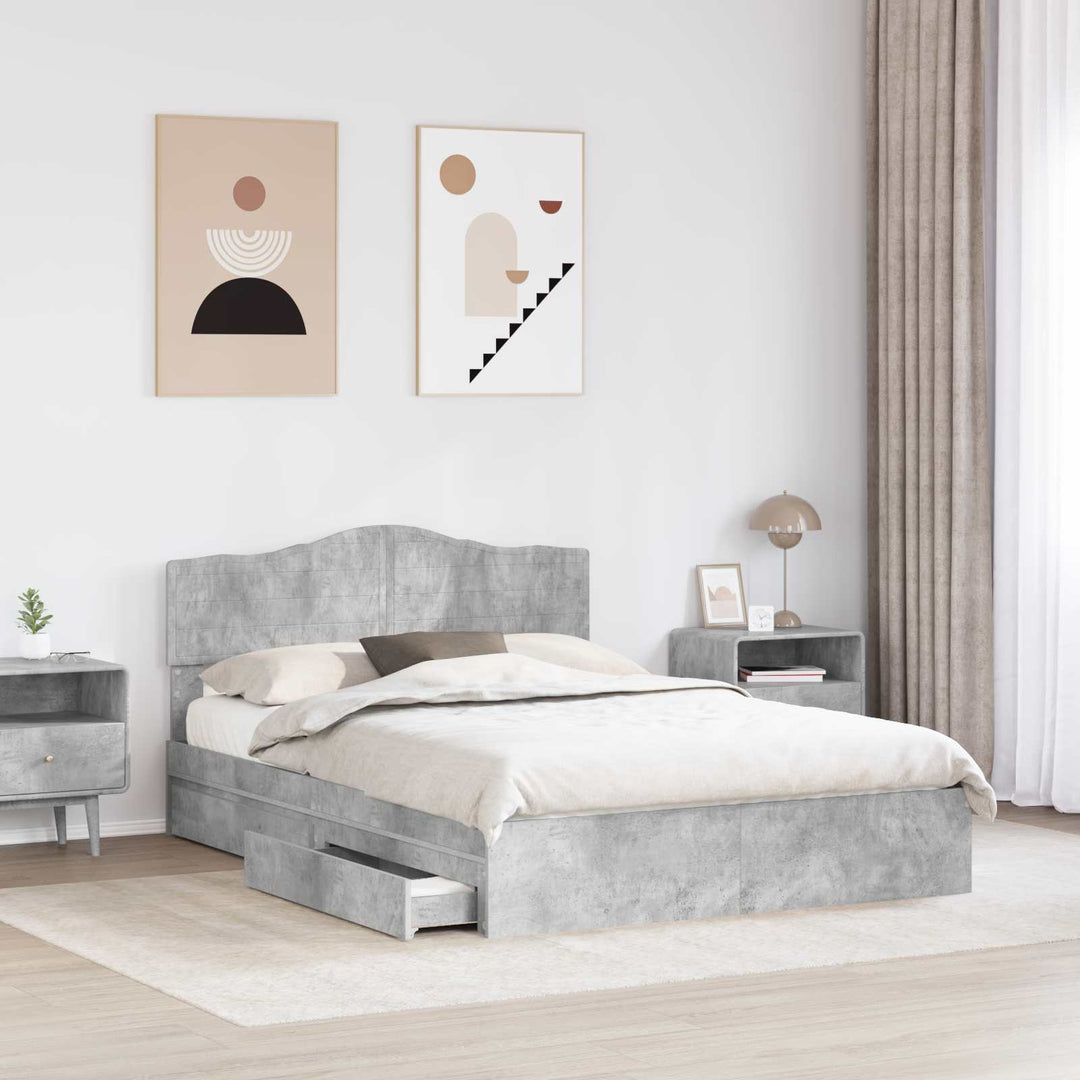 Opbevaringsseng Beton Grå 150 x 200 cm Konstrueret træ