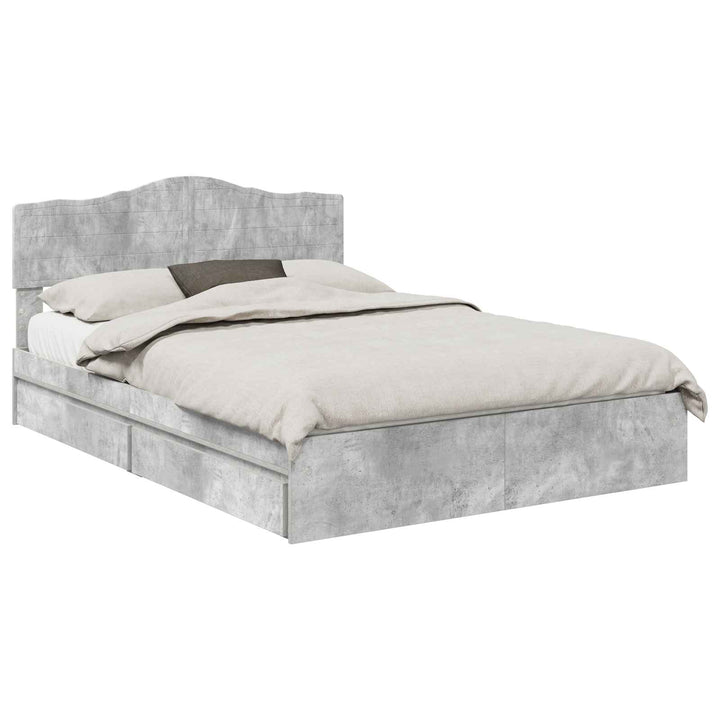 Opbevaringsseng Beton Grå 150 x 200 cm Konstrueret træ
