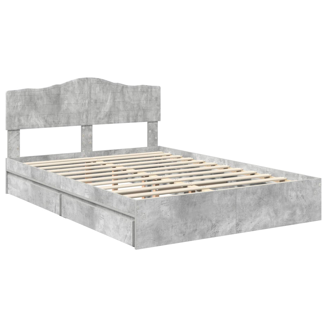 Opbevaringsseng Beton Grå 150 x 200 cm Konstrueret træ