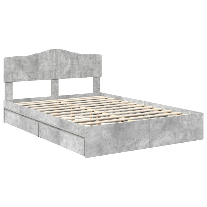 Opbevaringsseng Beton Grå 150 x 200 cm Konstrueret træ