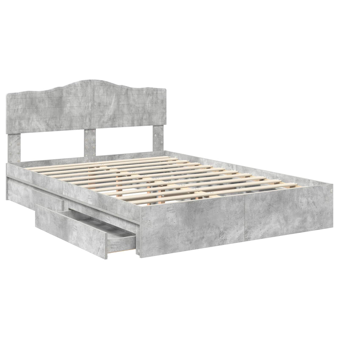 Opbevaringsseng Beton Grå 150 x 200 cm Konstrueret træ