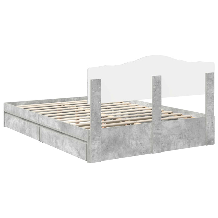 Opbevaringsseng Beton Grå 150 x 200 cm Konstrueret træ
