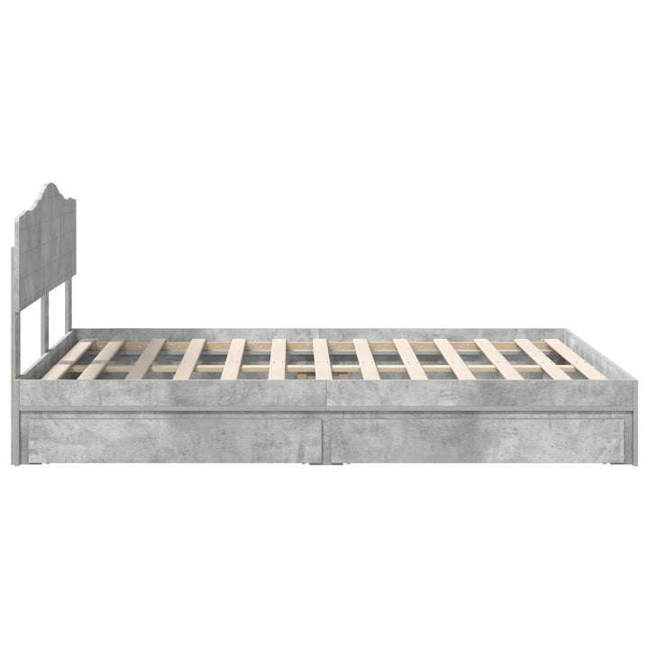 Opbevaringsseng Beton Grå 150 x 200 cm Konstrueret træ
