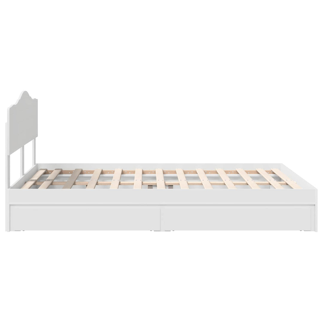Opbevaringsseng med skuffe Hvid 140 x 200 cm Konstrueret træ