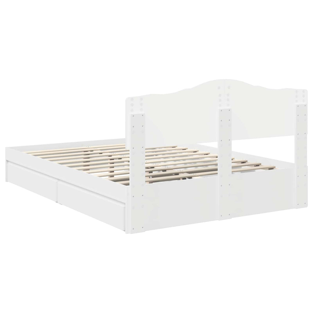 Opbevaringsseng med skuffe Hvid 140 x 190 cm Konstrueret træ