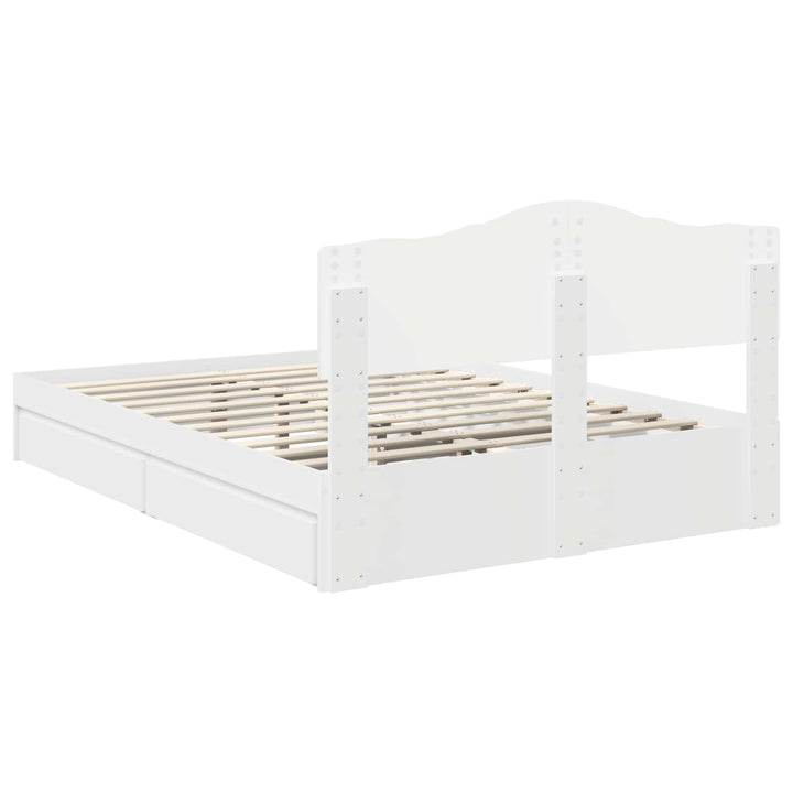 Opbevaringsseng med skuffe Hvid 140 x 190 cm Konstrueret træ