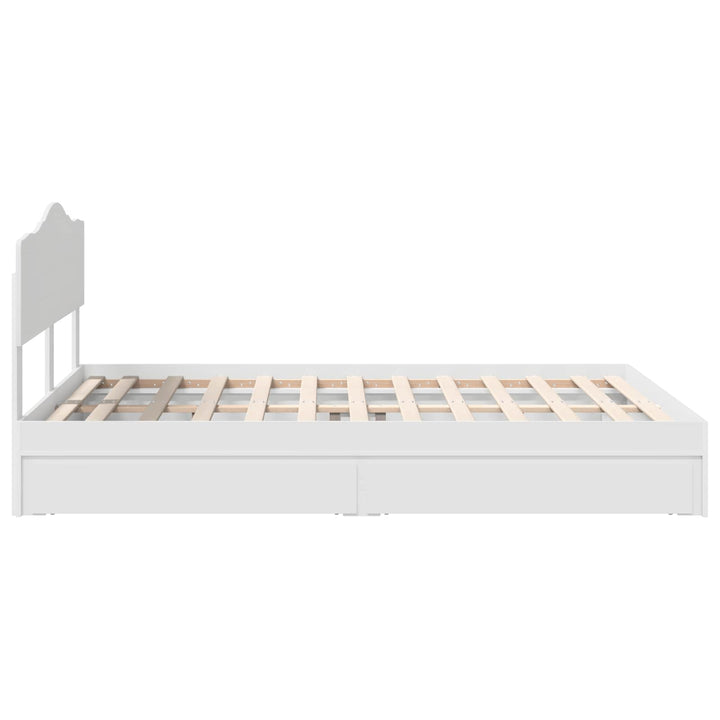 Opbevaringsseng med skuffe Hvid 140 x 190 cm Konstrueret træ