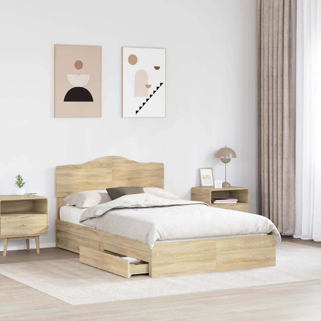 Opbevaringsseng Sonoma eg 135 x 190 cm Konstrueret træ