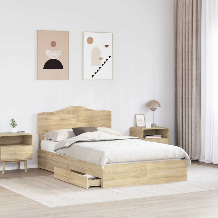 Opbevaringsseng Sonoma eg 135 x 190 cm Konstrueret træ