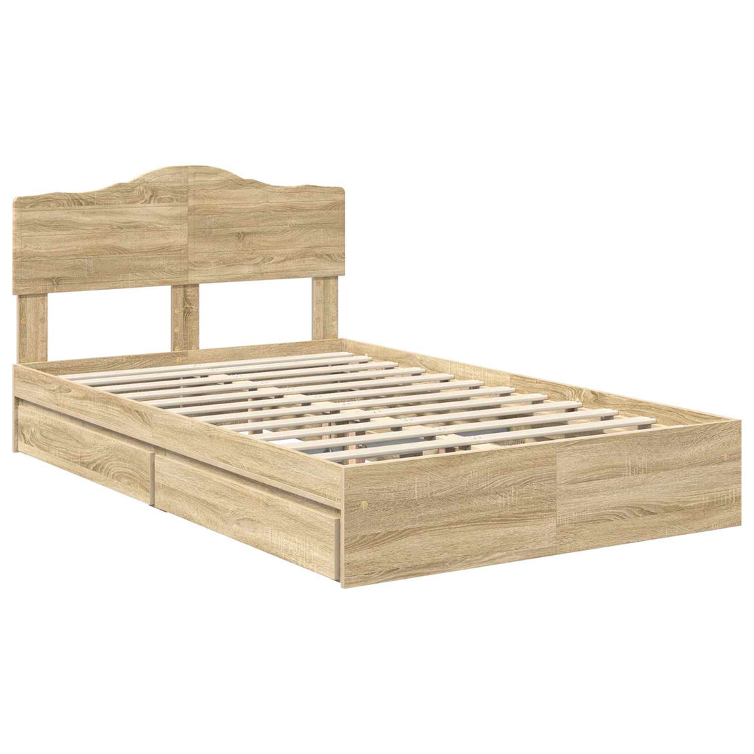 Opbevaringsseng Sonoma eg 135 x 190 cm Konstrueret træ