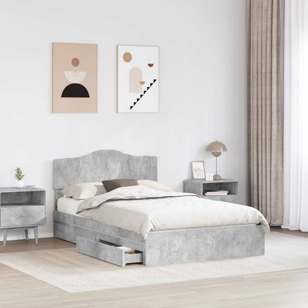 Opbevaringsseng Beton Grå 135 x 190 cm Konstrueret træ