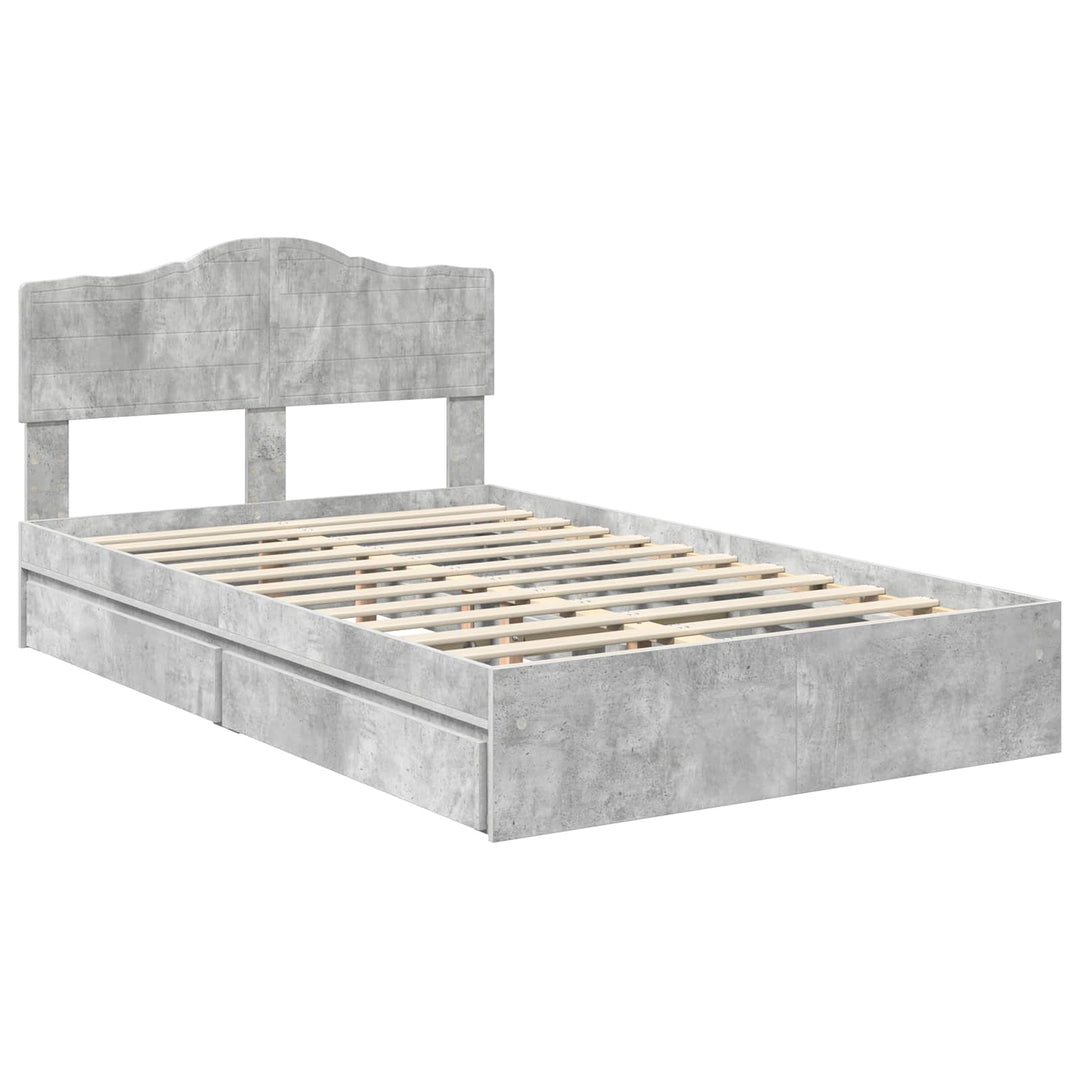 Opbevaringsseng Beton Grå 135 x 190 cm Konstrueret træ