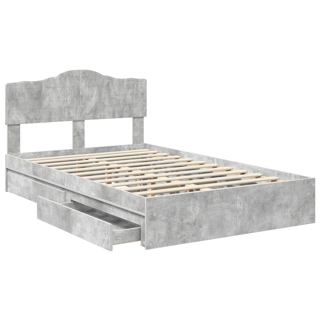 Opbevaringsseng Beton Grå 135 x 190 cm Konstrueret træ
