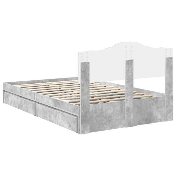 Opbevaringsseng Beton Grå 135 x 190 cm Konstrueret træ
