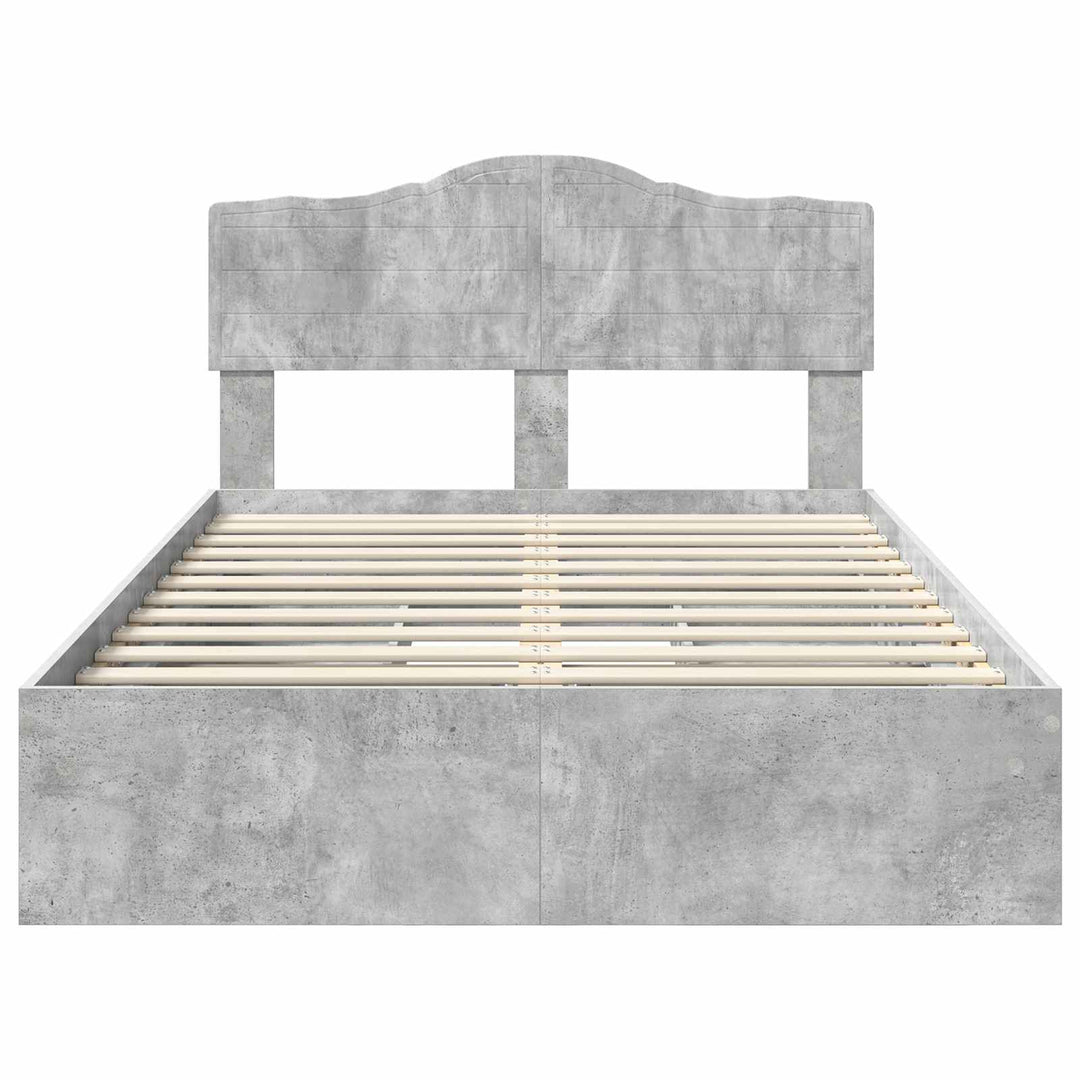 Opbevaringsseng Beton Grå 135 x 190 cm Konstrueret træ