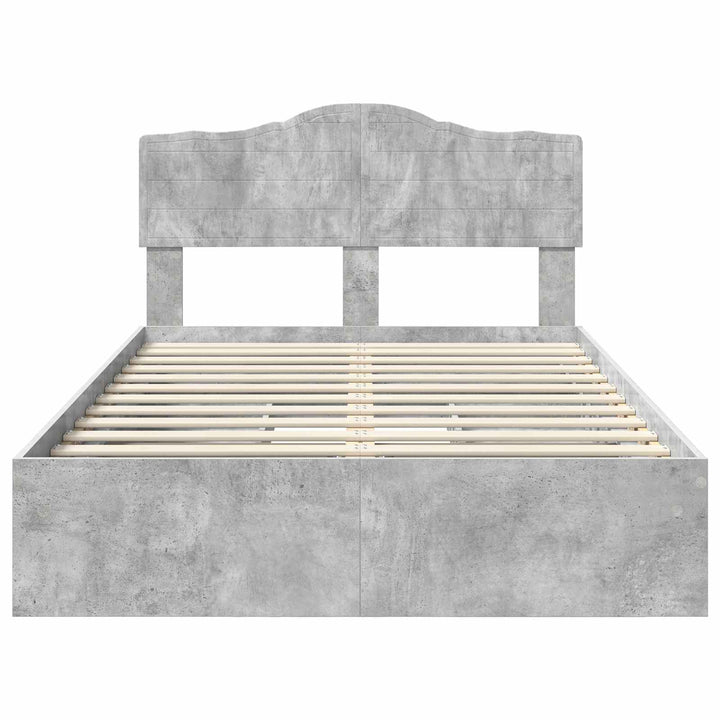 Opbevaringsseng Beton Grå 135 x 190 cm Konstrueret træ