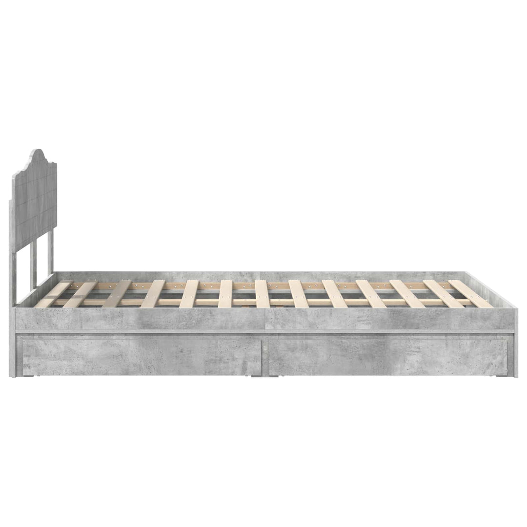 Opbevaringsseng Beton Grå 135 x 190 cm Konstrueret træ