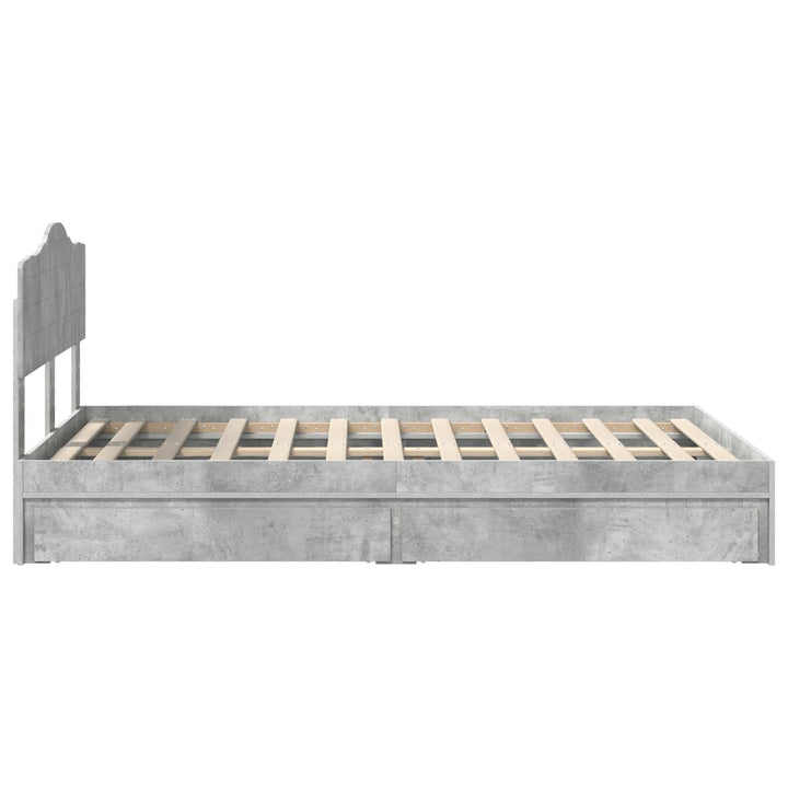Opbevaringsseng Beton Grå 135 x 190 cm Konstrueret træ