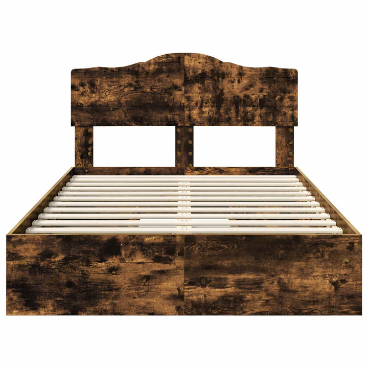 Opbevaringsseng Røget eg 135 x 190 cm Konstrueret træ