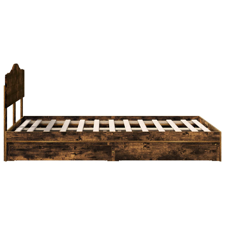 Opbevaringsseng Røget eg 135 x 190 cm Konstrueret træ