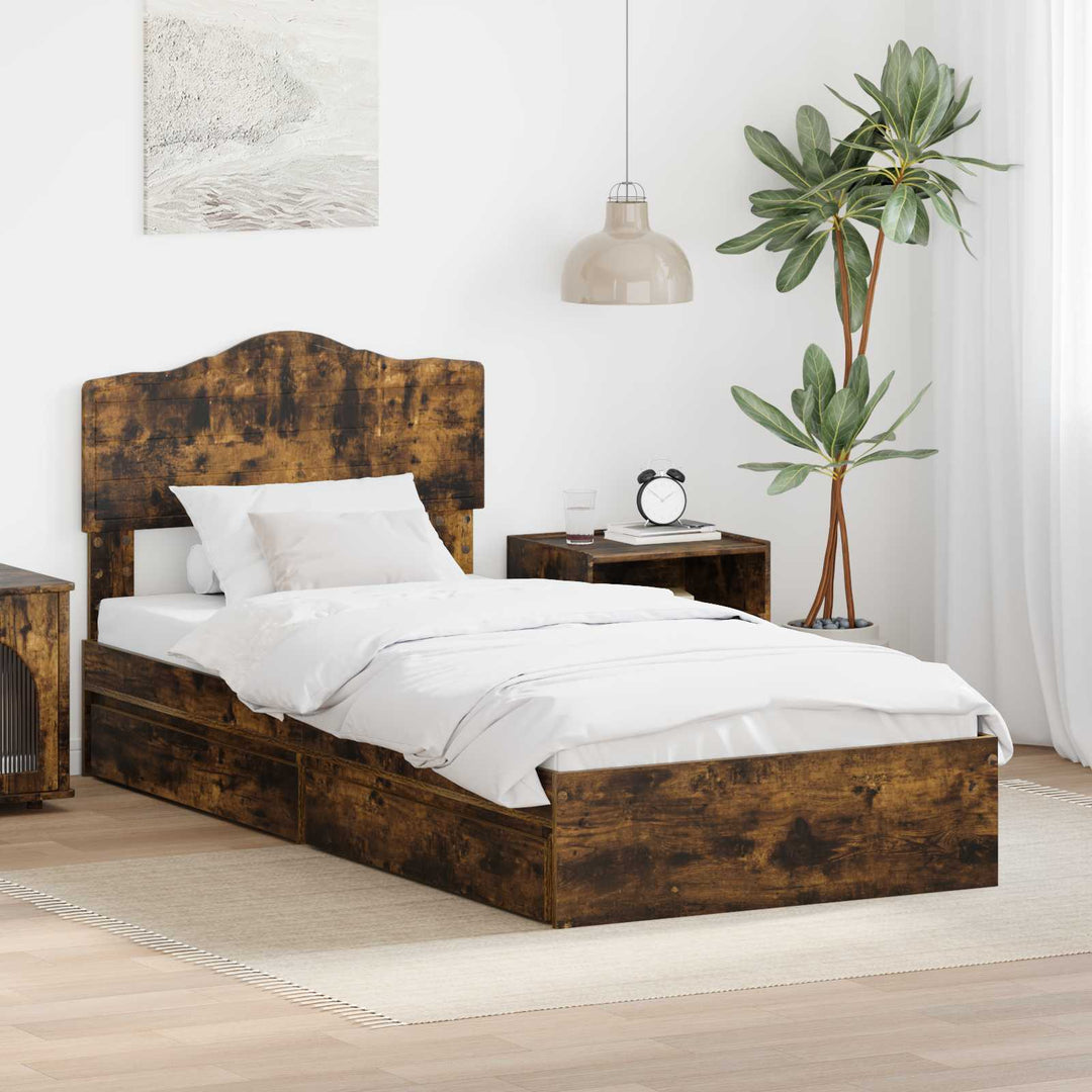 Opbevaringsseng Røget eg 100 x 200 cm Konstrueret træ