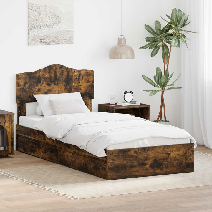 Opbevaringsseng Røget eg 100 x 200 cm Konstrueret træ