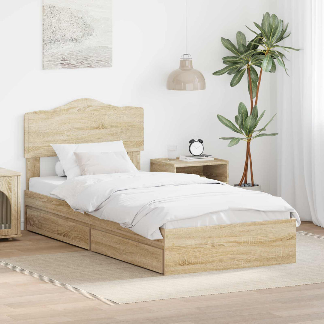 Opbevaringsseng Sonoma eg 90 x 190 cm Konstrueret træ
