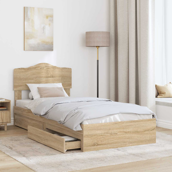 Opbevaringsseng Sonoma eg 90 x 190 cm Konstrueret træ