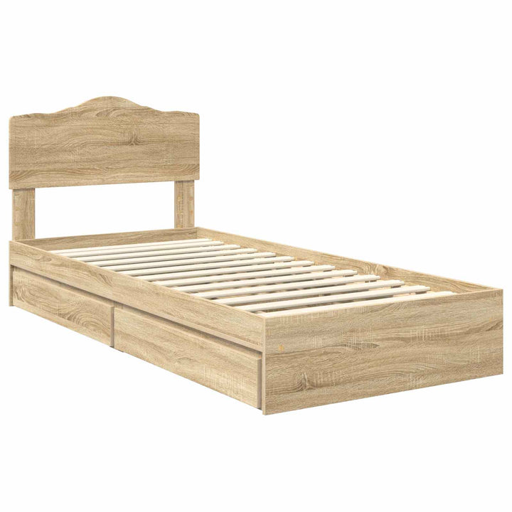 Opbevaringsseng Sonoma eg 90 x 190 cm Konstrueret træ