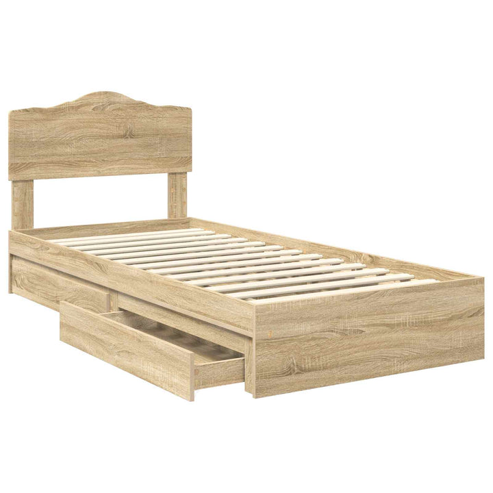 Opbevaringsseng Sonoma eg 90 x 190 cm Konstrueret træ